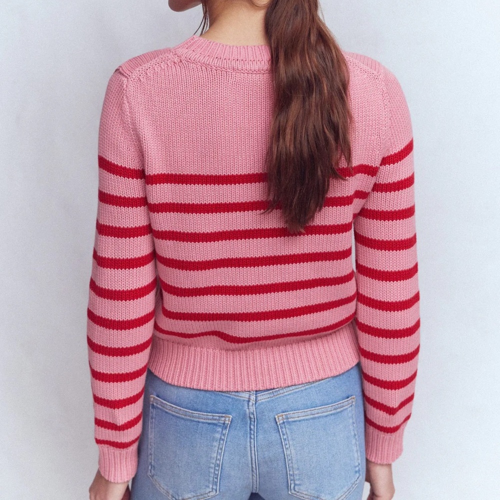 Boden Lucy Chunky Cotton Sweater Pink Red - Picture 3 of 10